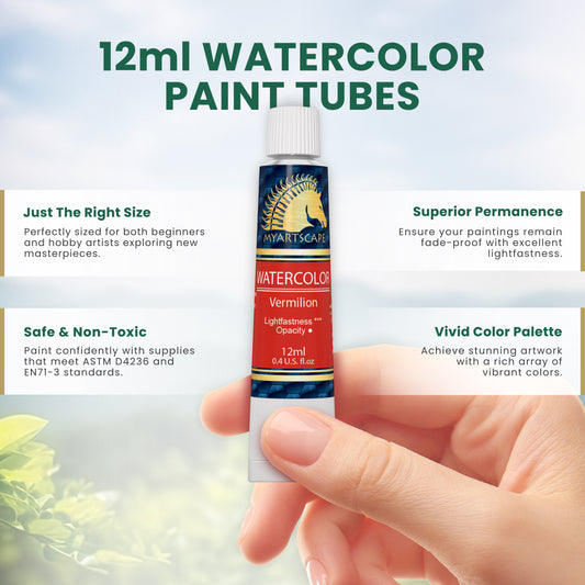 Watercolor Paint Set, 12ml Tubes - 24 Colors