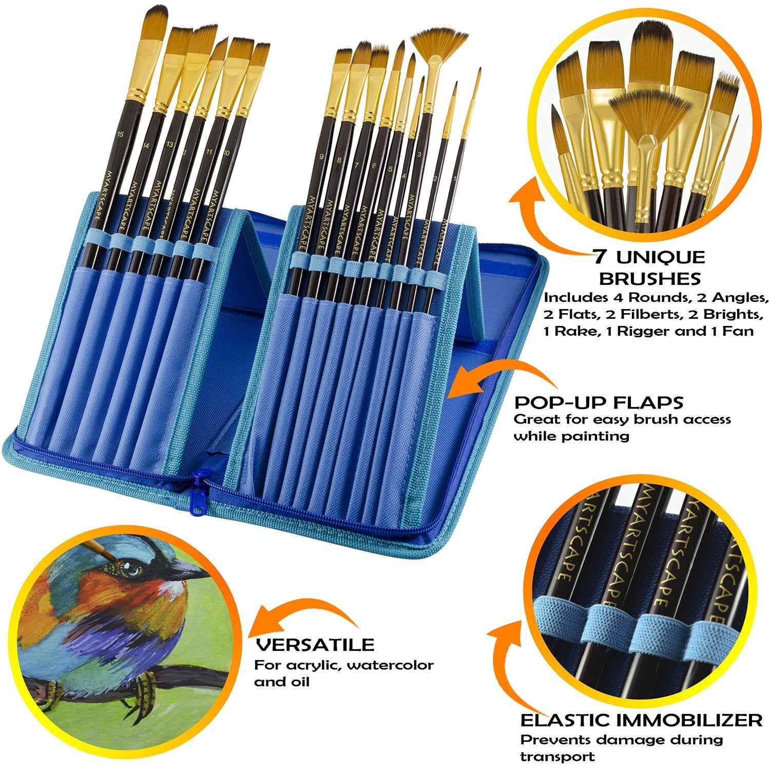 Unleash Your Creativity with 15 Long Handle Artist Paintbrushes