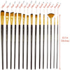 Professional-Grade 15 Pc Brush Set - Long Handle Artist Paintbrushes
